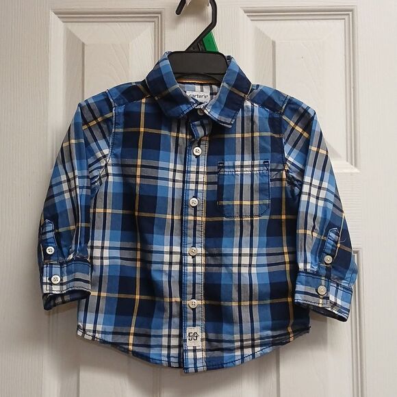 Kids Plaid and Solid Dress Shirts Set Bundle Of 3, Chaps, Carters bt Kid 18M - Picture 5 of 15